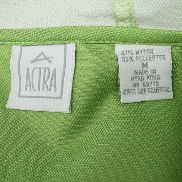 Actra Top Womens Medium Green Pullover Anorak Nylon Hoodie Pocket Quarter Zip - Picture 4 of 16